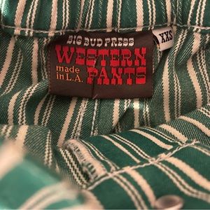 Big Bud Press Western Pants Size XXS Green White Stripe